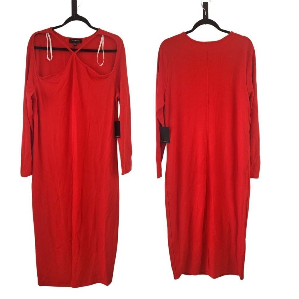 NWT Eloquii Ribbed Knit Stretch Maxi Dress Front Cut-Outs Classic Women's 18/20